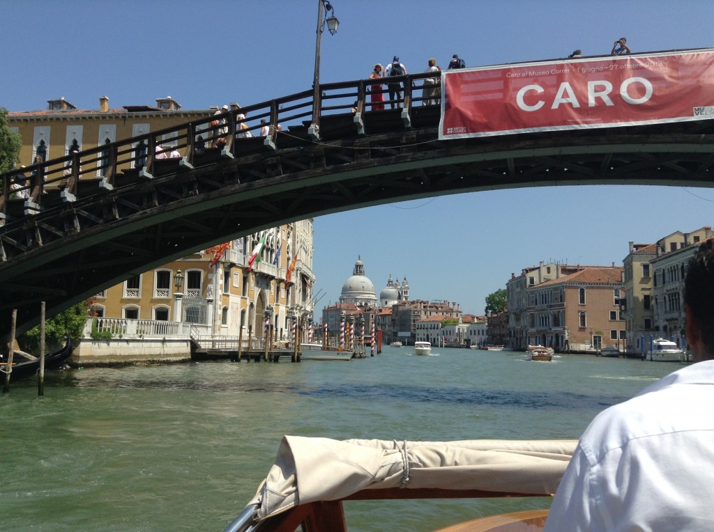 Passing under bridge on canal