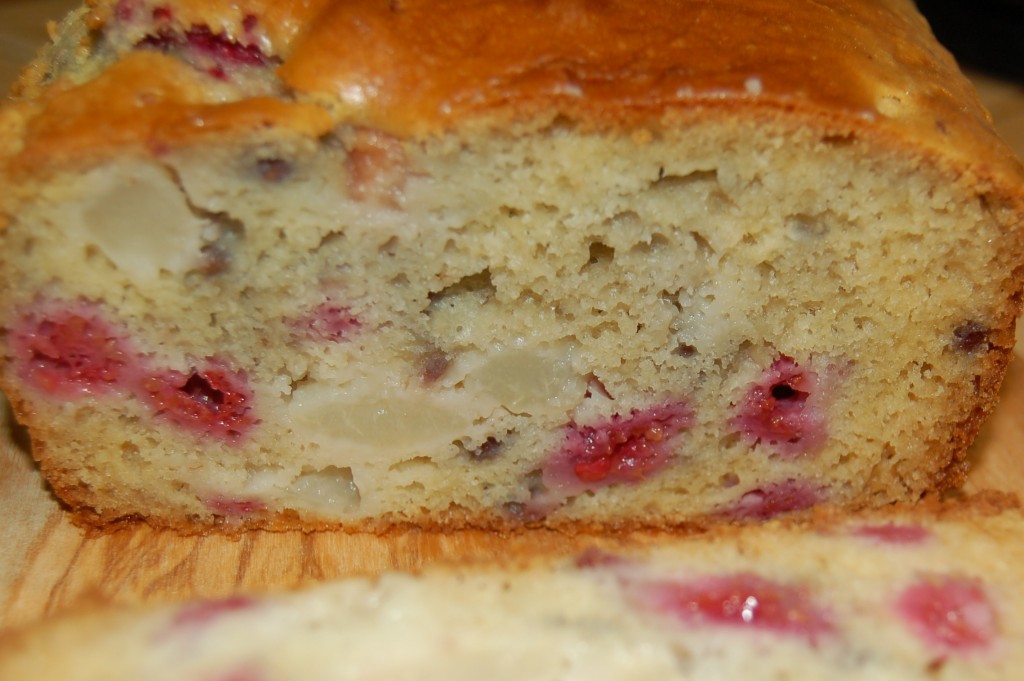 Baked Pear And Raspberry Bread Sliced