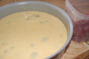 Mixture in the tin ready to bake